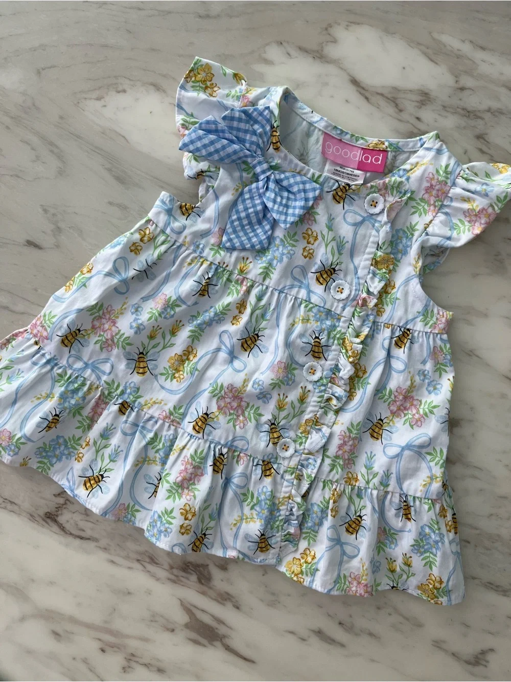 Cracker Barrel Baby Blue Floral Bee Tunic with Light Blue Leggings